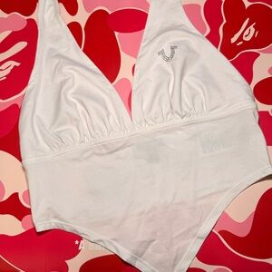 True Religion White Top with Rhinestone Logo